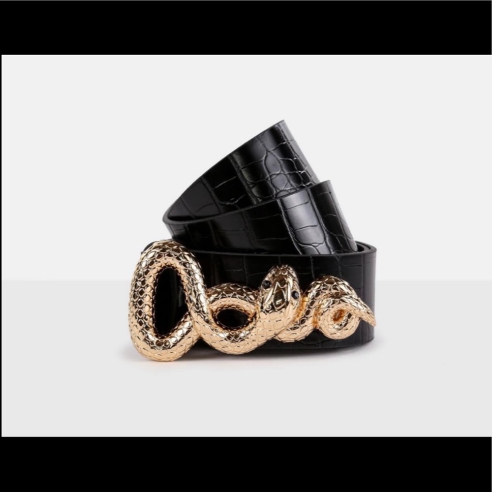 Black Faux Leather Twisted Snake Belt 😍 NWT!